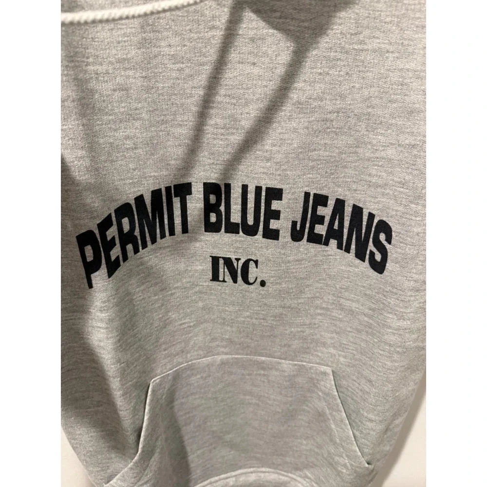 Vintage 90s Permit Blue Jeans Short Sleeve Graphic Hoodie